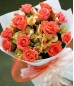 1 Dozen Peach Roses w/ Alstroemeria (Round Bouquet)