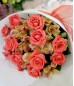 1 Dozen Peach Roses w/ Alstroemeria (Round Bouquet)