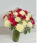 2 Dozen Red and 2 Dozen White Roses in a Vase